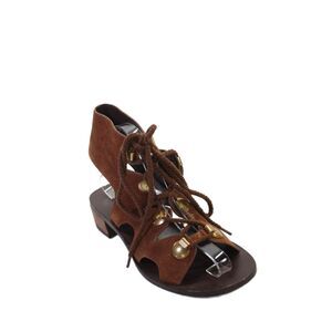 See by Chloe Womens Suede Edna Gladiator Lace-Up Sandals Brown Size 10